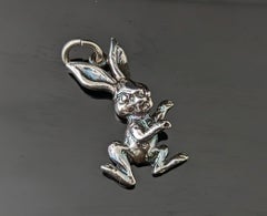 Breloque vintage en argent massif en forme de lapin, pendentif raffiné