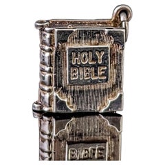 Vintage sterling silver bible charm, opening, Tiny pendant