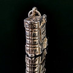 Vintage sterling silver bible charm, opening, Tiny pendant
