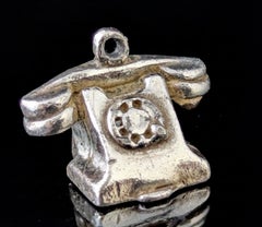 Vintage sterling silver telephone charm, tiny pendant