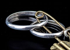 Vintage sterling silver wedding bands, boat charm, pendant