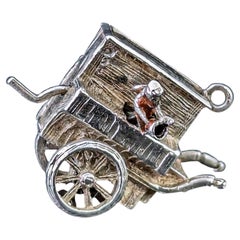 Vintage sterling silver cart charm, articulated