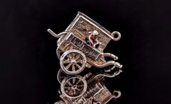 Vintage sterling silver cart charm, articulated