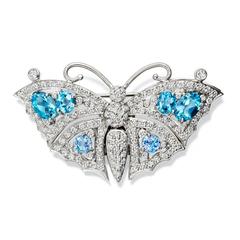Beijing Sapphire Aquamarine Diamond Gold Butterfly Brooch 9