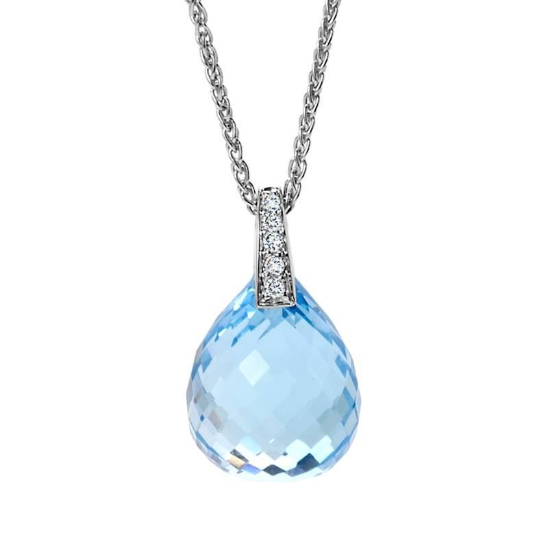 Cassandra Goad Ellen Blue Topaz, Diamond and Gold Necklace Pendant