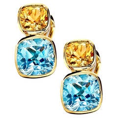 Citrine Blue Topaz Gold Qin and Han Earrings 7