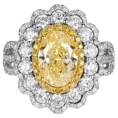 Cocktailring mit 2,29 Karat gelbem Diamanten, IGI-zertifiziert