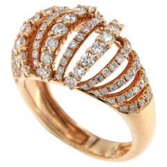 Bague Dome en or rose 18 carats avec 1,64 carat de diamant 