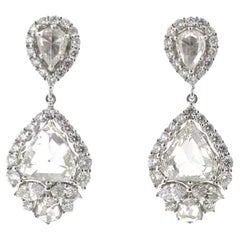 Vintage IGI Certified 5.14 Carats Rose Cut Diamond Dangle Earring