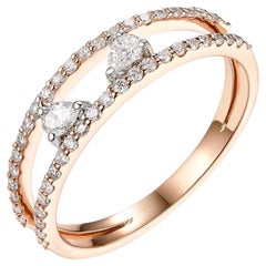 0.37Ct Pear Diamond Ring in 18 Karat Rose and White Gold