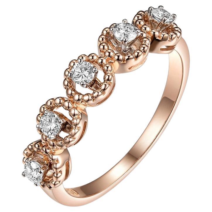 0.22Ct Diamond 5 Stones Ring in 18 Karat Gold For Sale