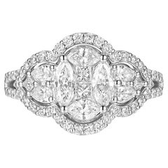 1.28Ct illusion Diamond Oval Shape Ring in 18 Karat White Gold