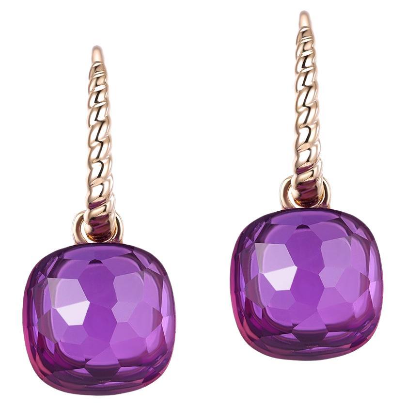 Vintage Amethyst 14.32Ct Earrings in 14 Karat Yellow Gold
