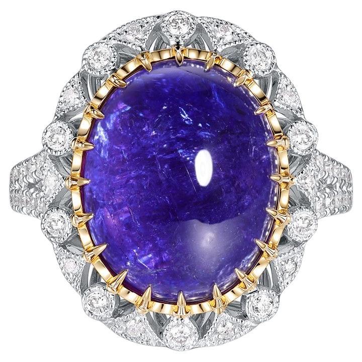 Vintage 9.54Ct Tanzanite Diamond Ring in Platinum