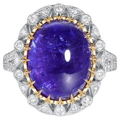 Vintage 9.54Ct Tanzanite Diamond Ring in Platinum