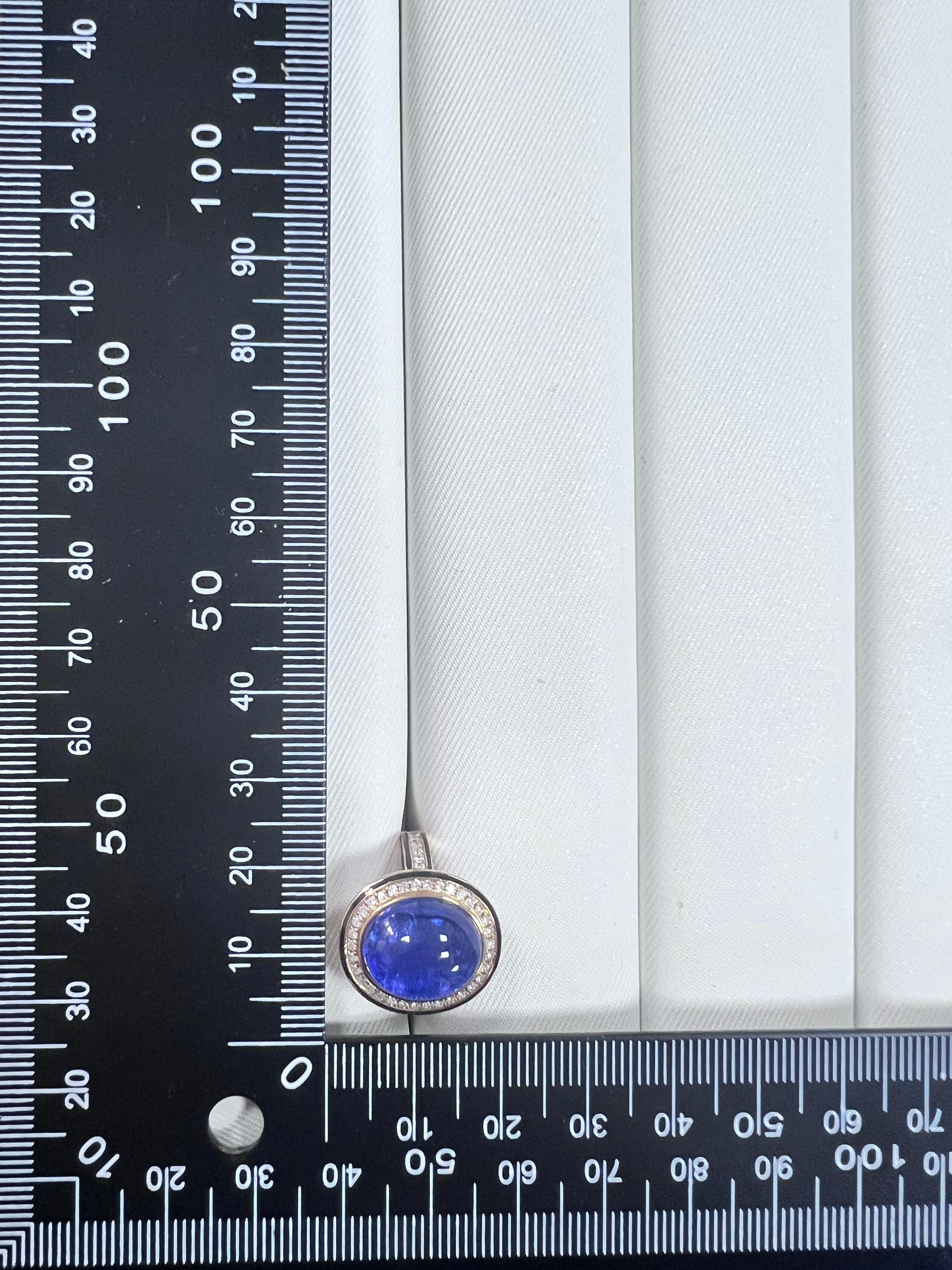 Bague en or jaune 18 carats Tanzanite 9,88 carats diamant émail en vente 1