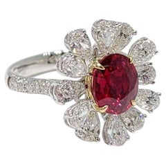 18K Yellow Gold & Platinum Ruby and Diamond Starburst Ring – 2.02ct GRS-Certifie