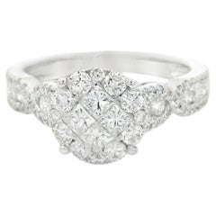 Contemporary 18kt White Gold Princess Cut Diamond Cluster Ring, 2018