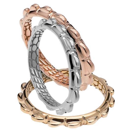 For Sale:  Spiked Croc Tail Stacker Ring in 18ct Rose Gold with filigree