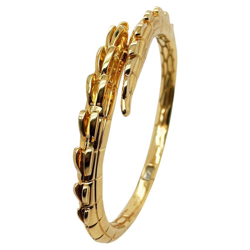 The Croc Tail Cuff Bangle in 18ct Yellow Gold For Sale