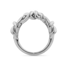 Anello "Forget Me Knot" con doppio nodo in oro bianco 18 carati del designer Ohliguer