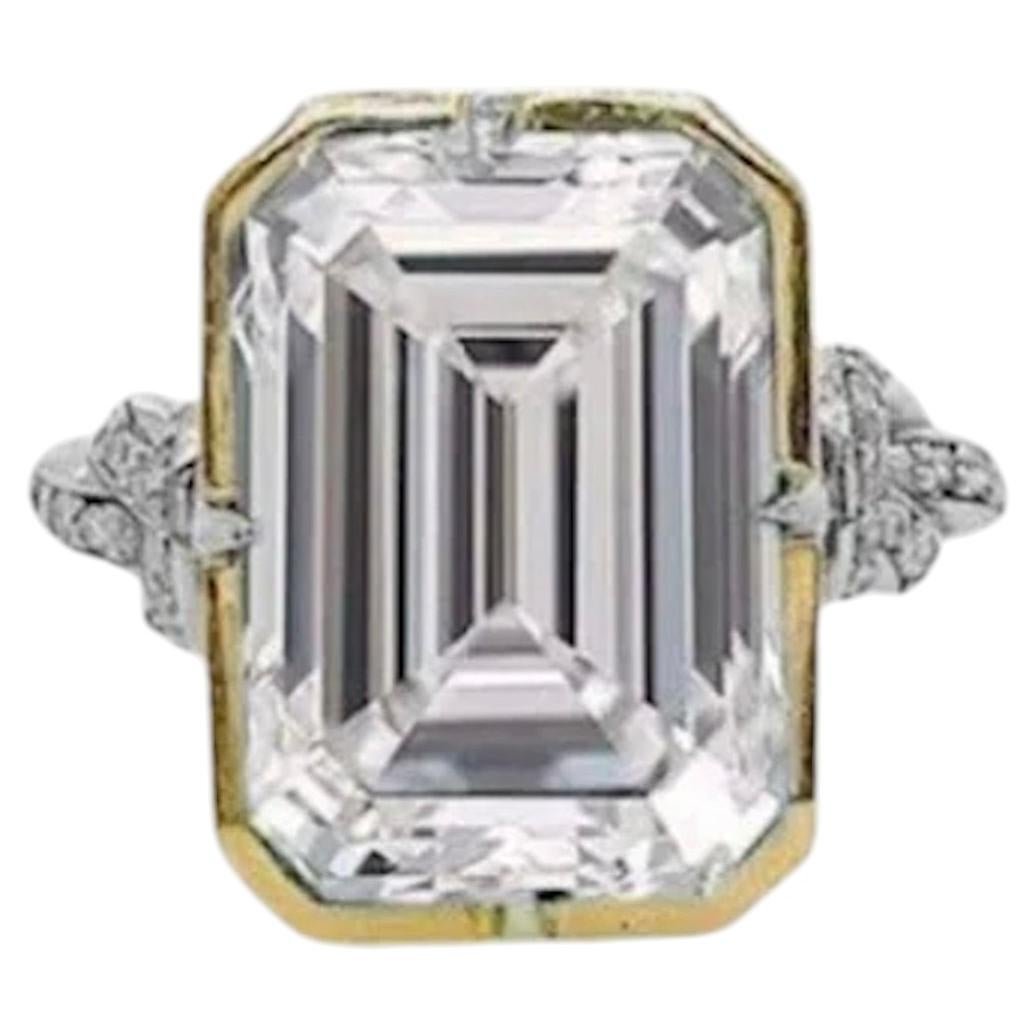 Anillo de compromiso con diamante de talla esmeralda certificado por la FSI de 2 ct, con oro amarillo de 22 ct en venta