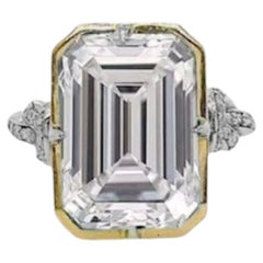 Certified 2ct FSI Emerald Cut Diamond Engagement Ring with 22ct Yellow Gold