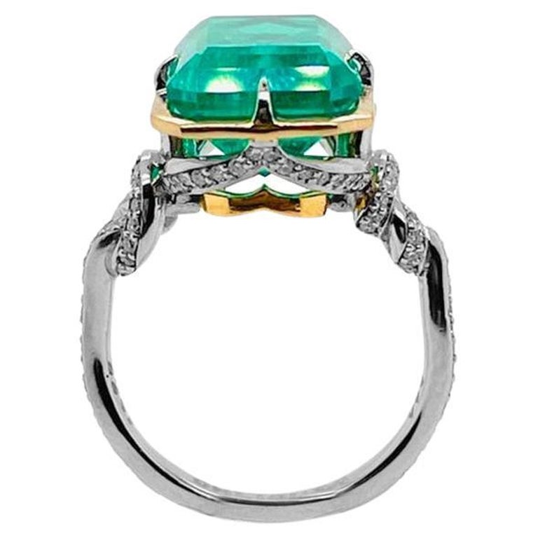 3ct Natural Emerald in Forget Me Knot Style Ring Platinum and 22ct Gold For Sale