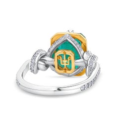 Gwen Stefani 4ct Natural Emerald Knot Ring in Platinum & 22ct Gold by OHLIGUER