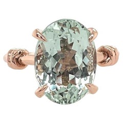 5ct Aquamarine and Diamond Knot Ring Set in 18ct Rose Gold
