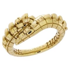 Croc Tail Pinky Ring in 18ct Yellow Gold with Brilliant Diamonds by Ohliguer