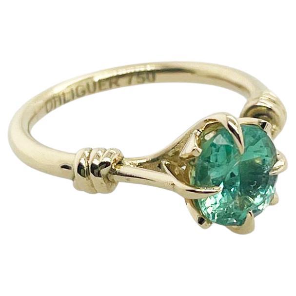 For Sale:  Emerald Solitaire Style Ring in 18ct Gold