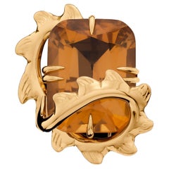Broche/ collier pendentif crocodile en citrine dorée 30 carats