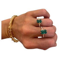 3.30ct Emerald and diamond ring set in 18ct rose gold 