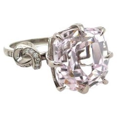 6ct Kunzite Forget Me Knot ring with diamonds in 18ct white gold