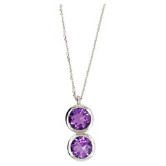 2ct Amethyst drop necklace in 18k white gold with extender chain