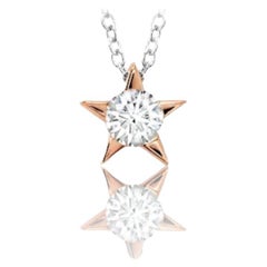 Diamond Star Pendant "Hearts on fire" Necklace 18k White and Yellow gold