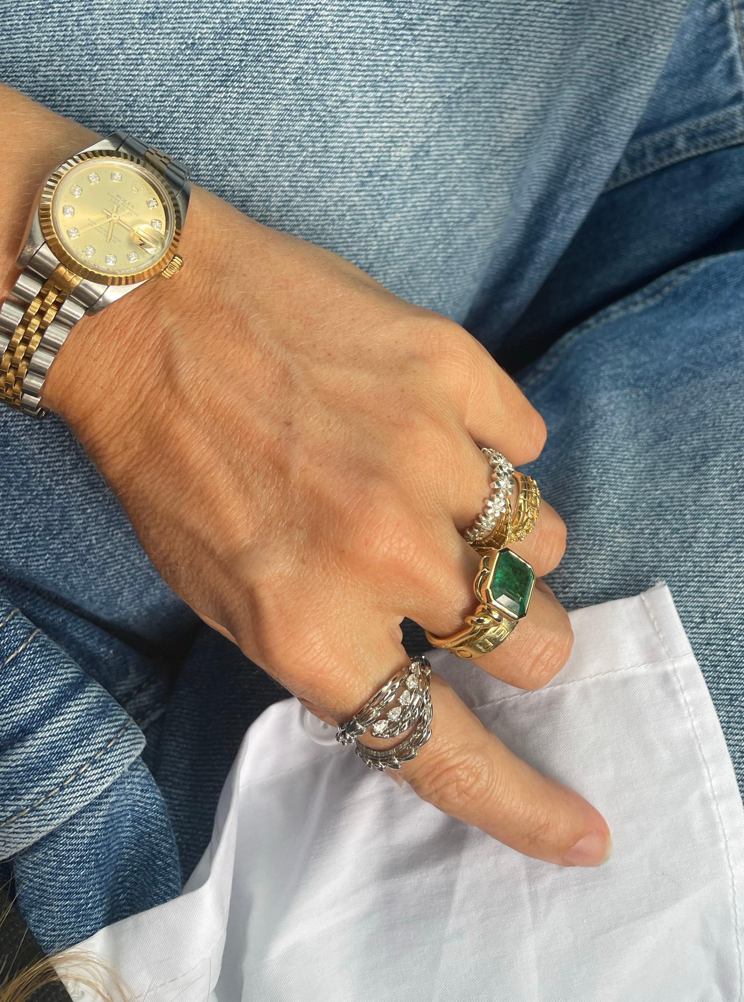 Rolex Datejust or jaune 18k et face diamant Taille dame en vente 4