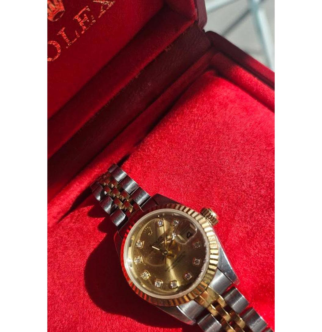 Rolex Datejust or jaune 18k et face diamant Taille dame Bon état - En vente à Brisbane, AU