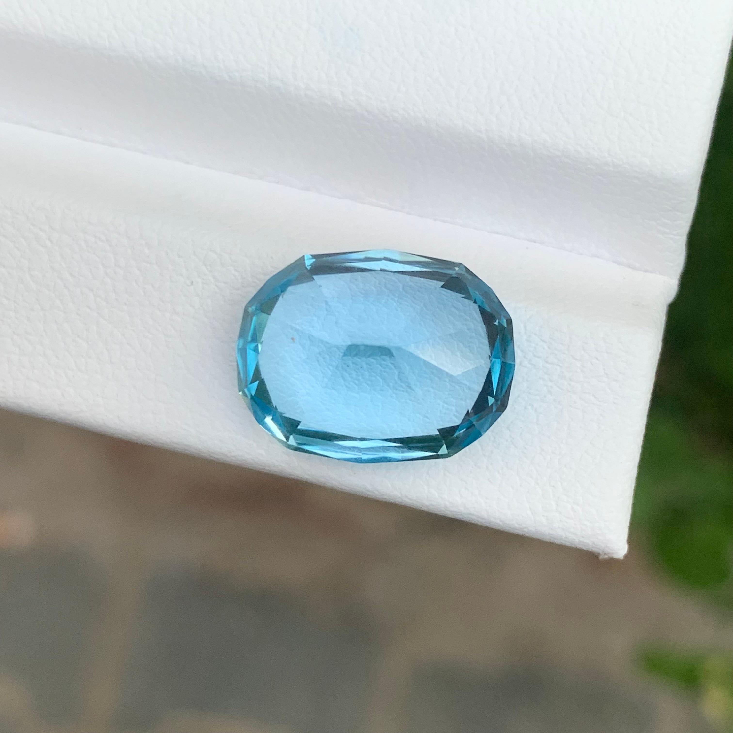 12,85 Carati Topazio Blu Sfaccettato Forma Ovale in vendita 2