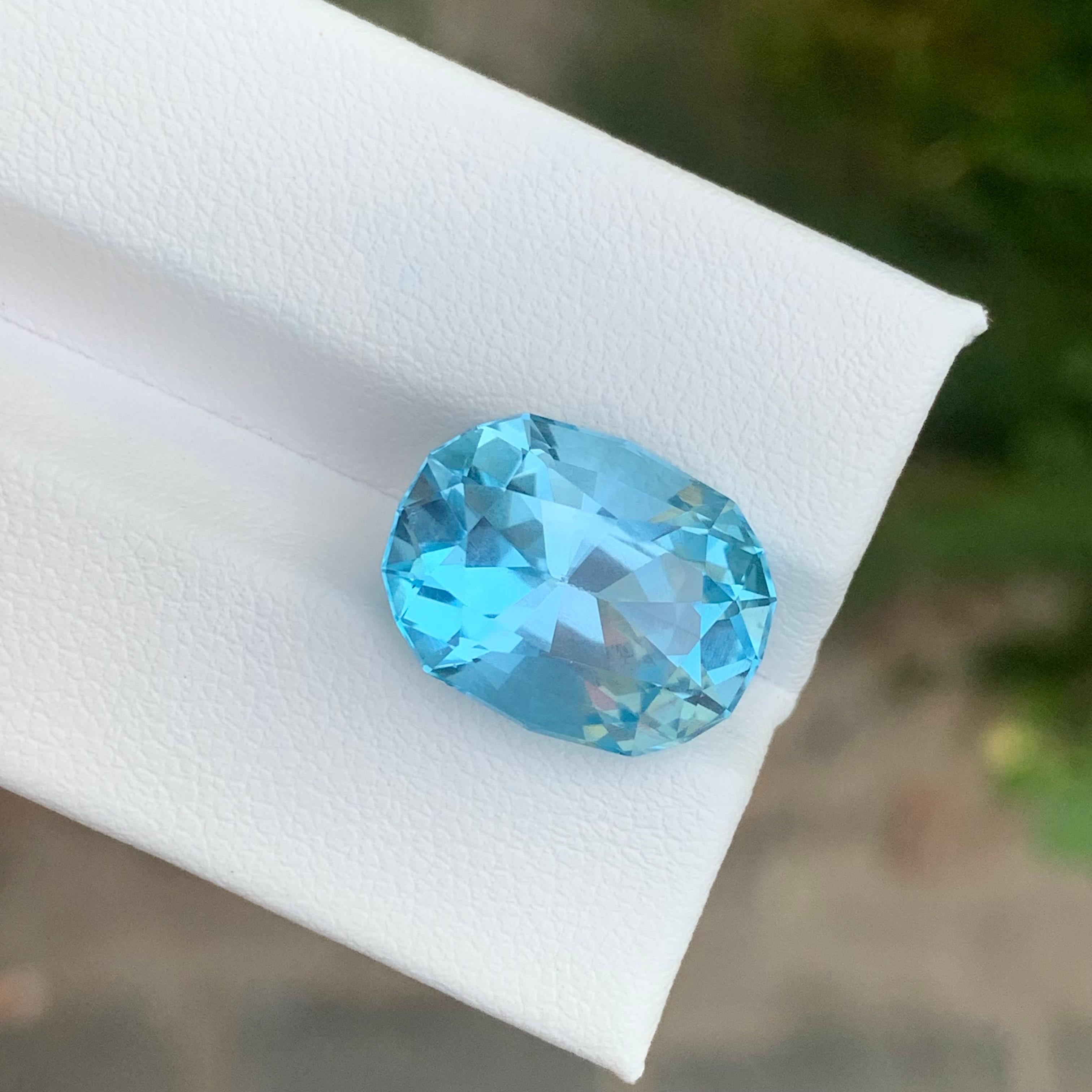 12,85 Carati Topazio Blu Sfaccettato Forma Ovale in vendita 5