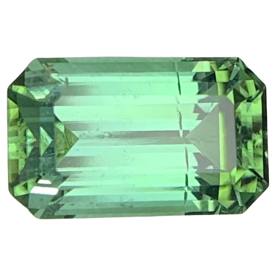 3.00 Carats Bluish Green Loose Tourmaline Emerald Cut For Sale