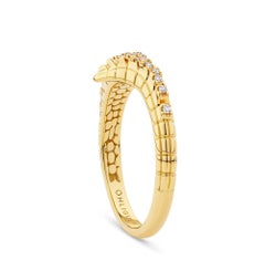 Anello con ciondolo a coda di coccodrillo sottile in oro giallo 18 carati con diamanti a taglio Brilliante - Dettagli