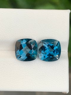 7.90 Carats Natural London Blue Topaz Pair