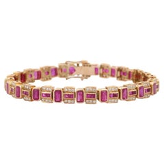 14k Yellow Gold Bracelet in Ruby and Diamond
