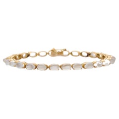 18k Yellow Gold 15 Carat Cabochon Rainbow Moonstone Tennis Bracelet for Mom