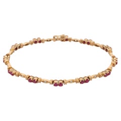Bracelet en or jaune 18 carats avec rubis rond et diamants