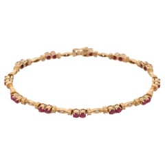 18K Yellow Gold Round Ruby Diamond Bracelet