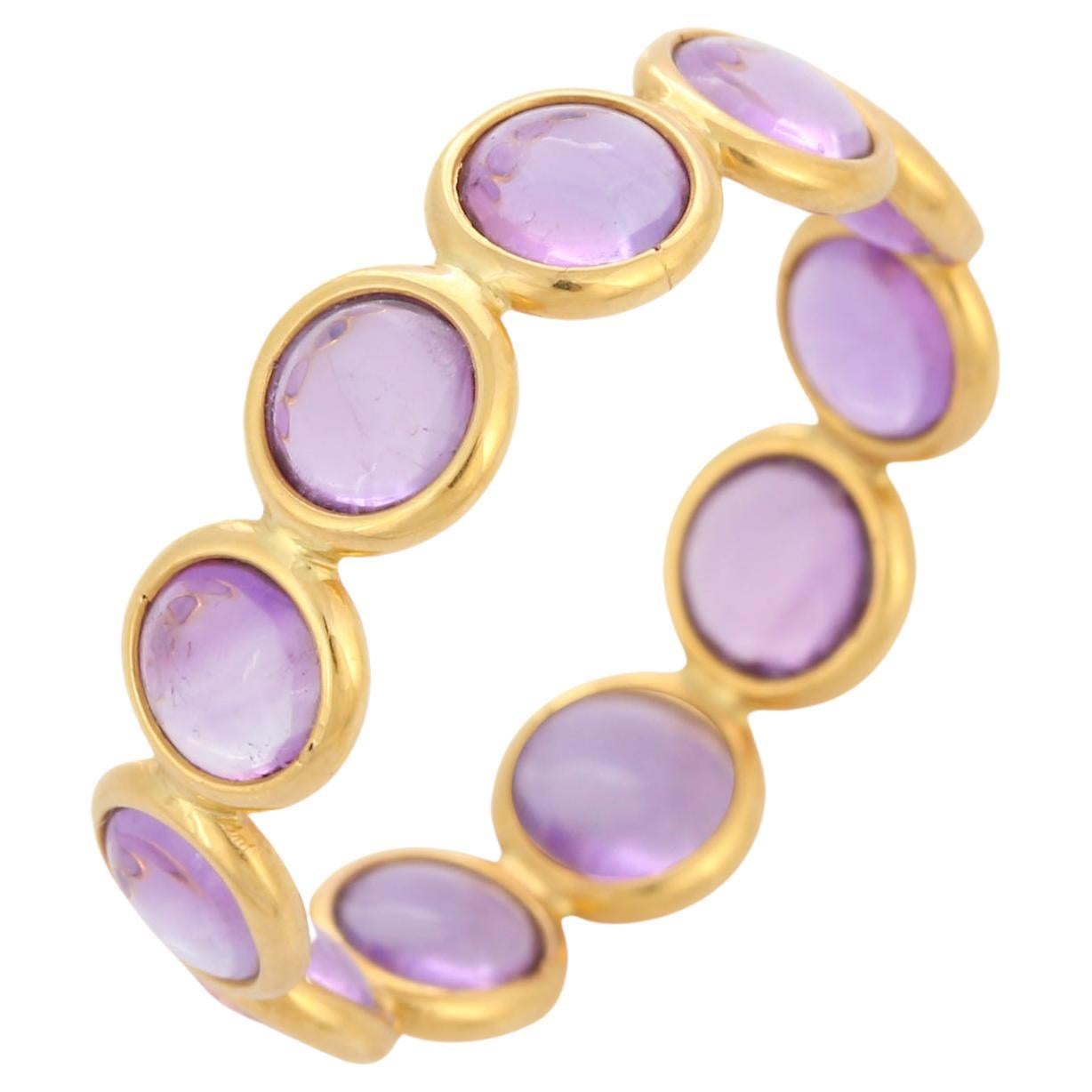 For Sale:  18k Solid Yellow Gold 4.76 Carat Amethyst Eternity Band