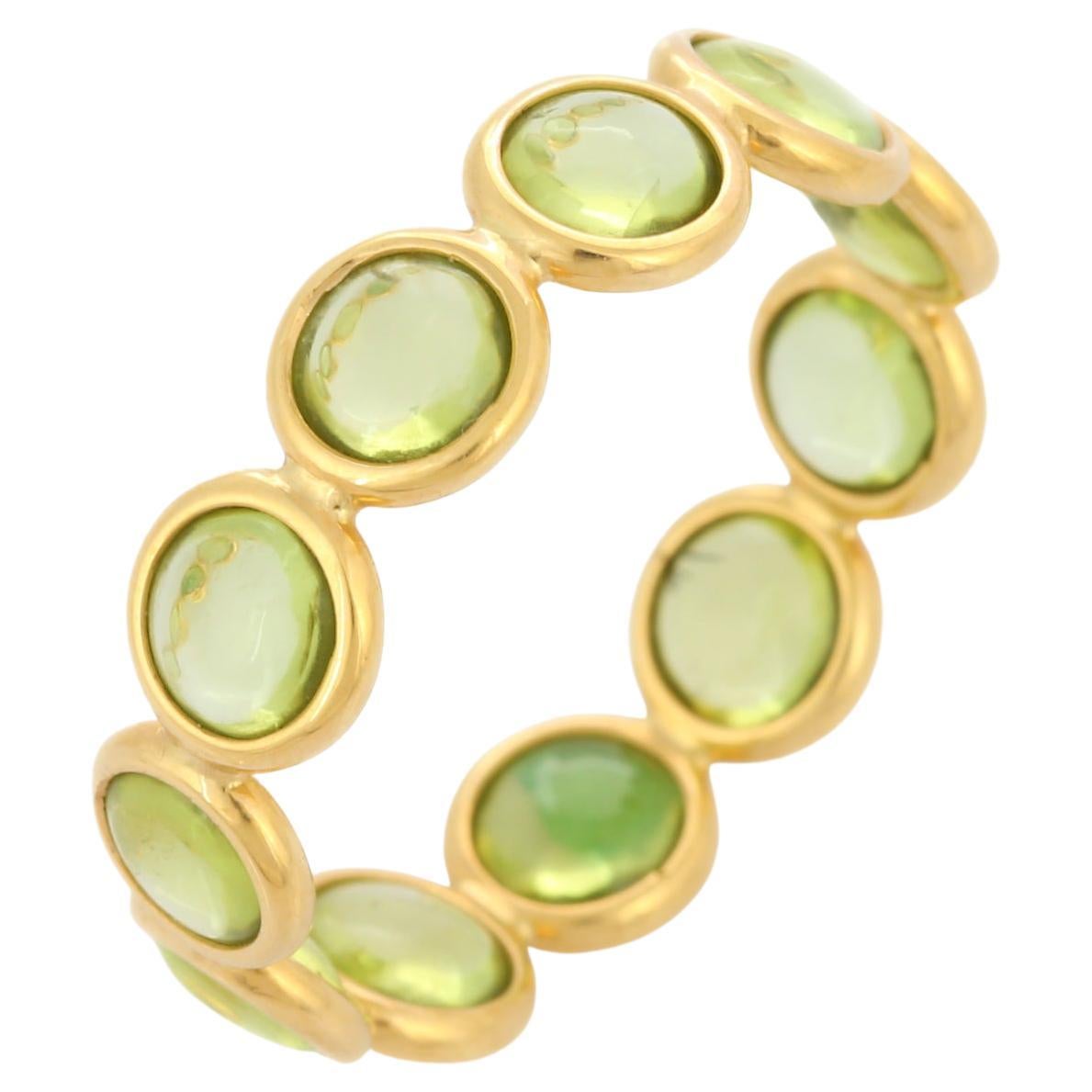 For Sale:  18k Solid Yellow Gold Peridot Eternity Band